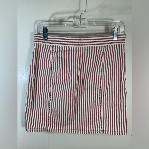 Madewell purple/white striped button down stretch denim skirt Size 28 - Picture 3 of 6